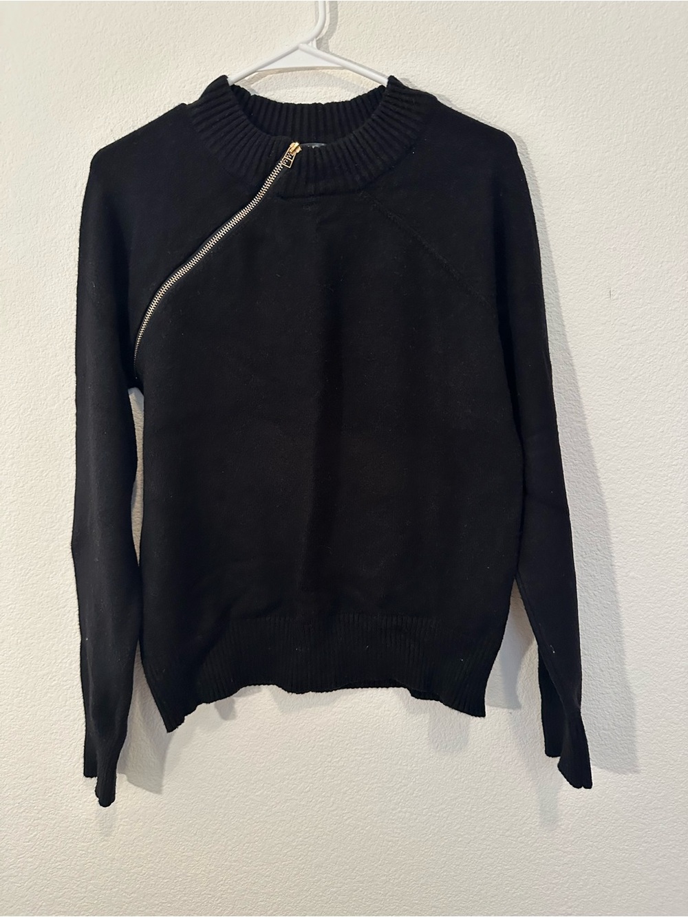 Venus Asymmetrical Zip Crewneck Sweater, medium